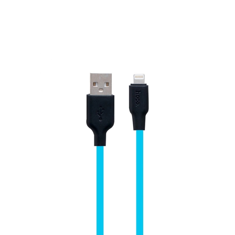 Кабель HOCO X21 Plus USB - Lightning cable, 1м, 2.4A, чёрно-голубой